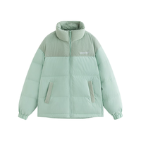 茵曼（INMAN）灯芯绒2025冬季季百搭休闲立领拼接撞色面包服外套羽绒服 浅青色 XL