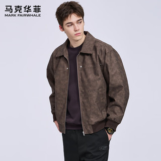 马克华菲【轻奢复古】机车皮衣夹克男2025秋季潮流防风外套1526 棕色306 XL 180