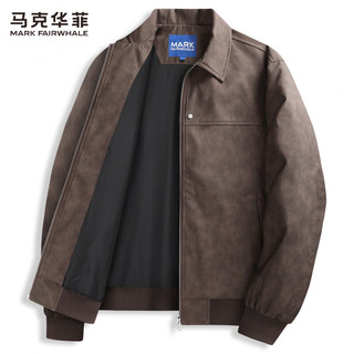 马克华菲【轻奢复古】机车皮衣夹克男2025秋季潮流防风外套1526 棕色306 XL 180
