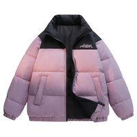 雪中飞羽绒服冬季女士保暖立领短款羽绒衣上衣拼接撞色潮流款外套 紫色【男女同款】 XS (160)
