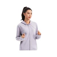 迪卡侬加绒外套女秋季连帽拉链运动卫衣宽松保暖上衣WSDW 烟熏紫 S