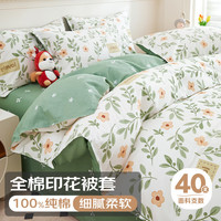 云瑾 A类抗菌纯棉被套 180*200cm 青柠薄荷