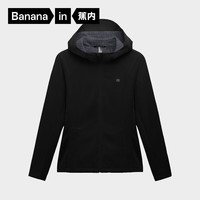 蕉内热皮501++女士防风舒格绒连帽修身软壳机能外套户外保暖上衣 黑色 L