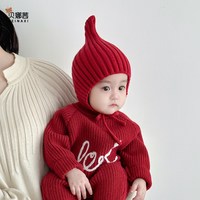 婴儿帽子秋冬季宝宝女针织保暖护耳帽婴幼儿外出男加厚毛线帽冬天