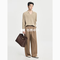 伯爵卓尔 Earl Joel翻领含羊毛针织衫男士简约通勤毛衣男2026春季 Y611064 卡其驼 L (175)