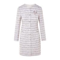 lime 朗姿/LIME莱茵小香风粗花呢山茶花珠链收腰圆领连衣裙26年春