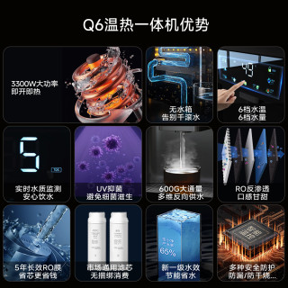 宅小净0阻垢剂嵌入式饮水机直饮机管线机 家用RO反渗透过滤净水器 即热彩屏制冰净饮机Q6  Q6冷热一体机|0阻垢0陈水|黑
