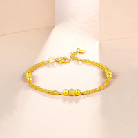 周六福 足金 999 相守相恋串珠黄金手链 计价 5.59g