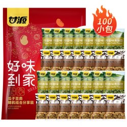 甘源 零食大礼包808g内含100小包礼袋蟹黄味瓜子仁和蒜香味青豌豆