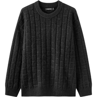 gxgjeans男装 多色不规则纹理设计圆领毛衣针织衫线衫 25冬 黑色 L (175)
