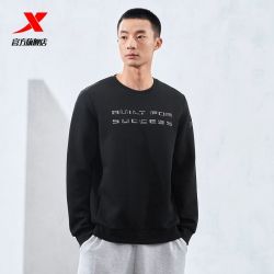 特步 卫衣男宽松休闲套头卫衣运动保暖上衣外套976129920090