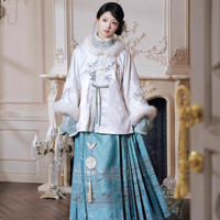 KAARJIYY/卡辑 中国风 女士汉服套装+外袄+对襟琵琶袖+印花马面裙