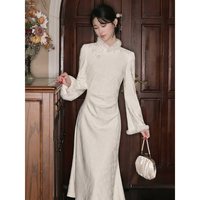 SZEL绝美新中式加绒旗袍改良年轻款少女秋冬高级感提花气质连衣裙 【旗袍】 S