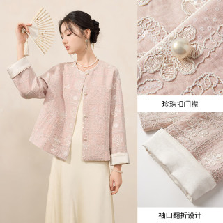 今日必买：香影 重工刺绣 女士外套  M 160/84A/95-110斤 银牡丹色