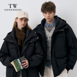 TEENIE WEENIE 小熊男装简约工装风羽绒服冬季休闲防风保暖外套 黑色 L 175