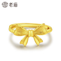 今日必买：老庙黄金 足金蝴蝶结活口戒指 约3.15g