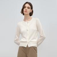 SINBOS 秋日晴空 羊毛混纺欧若风针织开衫女秋季圆领长袖毛衫上衣