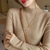 北极绒 女士半高领打底衫套头长袖针织衫