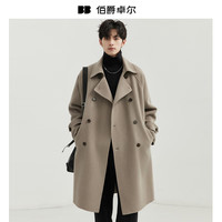 伯爵卓尔 Earl Joel羊绒羊毛混纺毛呢大衣男士中长款2025秋冬新款通勤外套男 P341697 浅灰 S (165)