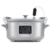 CROCK-POT 6.6L可编程慢炖锅 数字触控面板 锁盖便携设计 真空低温烹饪功能 不锈钢材质 洗碗机安全 温控探头