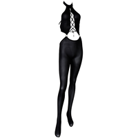 安幸ANSUN「缭」10D丝滑油亮无腰边无痕丝袜绕颈连体衣吊带连裤袜