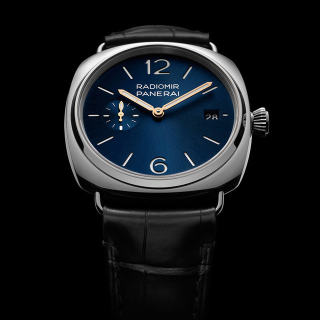 沛纳海 瑞表 镭得米尔系列 自动机械男表40mm黑带蓝盘PAM01293