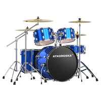 克罗恩顿（ATKOROSKA）架子鼓成人初学者儿童专业考级爵士鼓打击乐器考试不扰民 蓝色5鼓4镲【初学用鼓】湛