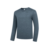 乔丹山神美利奴羊毛长袖男t恤秋季透气速干运动户外T恤上衣 月影蓝花灰 XL