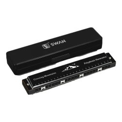SWAN 24孔复音口琴初学者入门专业演奏口琴C调（黑色） 24孔 C调 do音标识