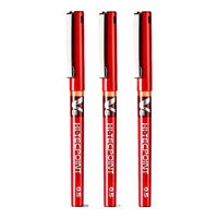 PILOT百乐BX-V5中性笔考试黑色小V5全针管直液式大容量水笔刷题考试重点标记日常办公笔 红色3支装