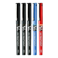 PILOT百乐BX-V5中性笔考试黑色小V5全针管直液式大容量水笔刷题考试重点标记日常办公笔 3黑1蓝1红【五支装】