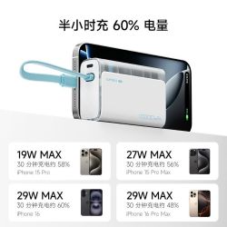 酷态科 CP13电能块透白电芯10000毫安自带线移动电源适用苹果17