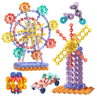 星涯优品 580片大号雪花片儿童积木拼插玩具2-6岁立体拼图 大号580片+收纳桶+车轮