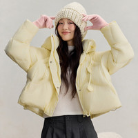 茵曼（INMAN）90鸭绒保暖蓬松泡芙羽绒服2025冬季时尚休闲加厚连帽外套女 嫩黄色 S