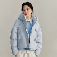 茵曼（INMAN）90鸭绒保暖蓬松泡芙羽绒服2025冬季时尚休闲加厚连帽外套女 浅蓝色 S