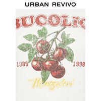 UR2025秋季新款女装趣味水果字母撞色插肩袖T恤UYY450261 本白