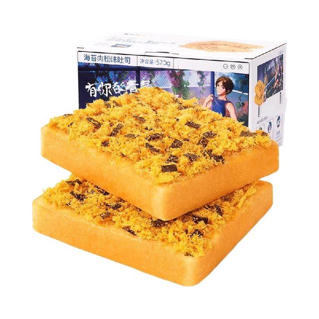 88VIP：三只松鼠 海苔肉松味 吐司面包520g