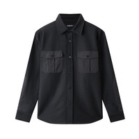 gxgjeans 真五折！美式工装多口袋衬衣翻领长袖衬衫 黑色