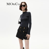 MO&Co.针织衫美丽诺绵羊毛无缝一体高领修身上衣内搭外穿百搭新年红 深花灰色 XS 155