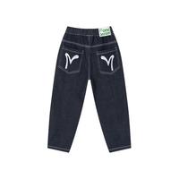 多多家 【防褪色】男童裤子2025春秋款中大童刺绣袋花水洗牛仔裤儿童长裤