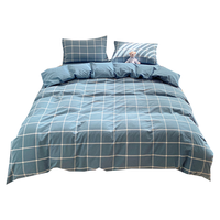GRACE 洁丽雅 纯棉被套单件被罩100%新疆棉单人双人学生宿舍家用加厚全棉被套 蓝灰大格 150*200cm