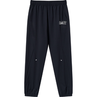 鸿星尔克（ERKE）儿童裤子男童裤子春季梭织四面弹长裤舒适裤子纯色儿童运动裤 正黑 160