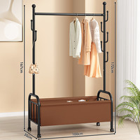 妙立（Miaoli）家用落地式衣架轻奢挂衣架可移动简易仙人掌衣服架客厅 暗夜黑杆深棕皮100
