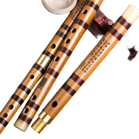 伶吟乐器入门初学苦竹横笛成人竹笛子 单插黄铜F调+盒子