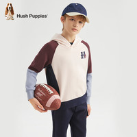 暇步士(Hush Puppies)童装儿童男大童春秋舒适柔软百搭休闲运动风经典连帽卫衣 奶油色 170 cm