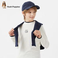 暇步士(Hush Puppies)童装儿童男女大童秋季舒适气质休闲感打底衫 米白色 130 cm