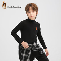 暇步士(Hush Puppies)童装儿童男女大童冬季简约舒适温暖打底衫 钻石黑 130