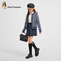 暇步士(Hush Puppies)【含绵羊毛】童装儿童女童冬季舒适小香风气质开身线衣 藏蓝 130