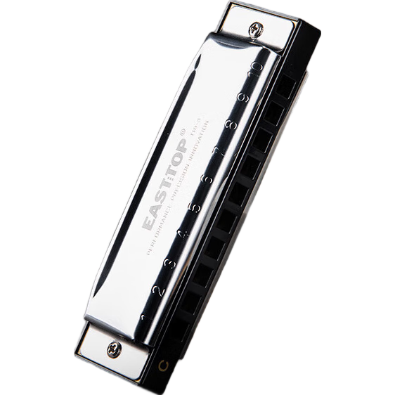 东方鼎 布鲁斯口琴10孔黑色塑盒初学T10-3 10孔 C调 T10-3银色