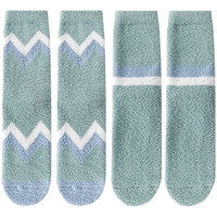 英氏（YEEHOO）【A类2双装】冬季儿童中筒袜子升级猫猫绒3D立体袜跟无骨袜头 薄荷森林 5-8岁 (M)